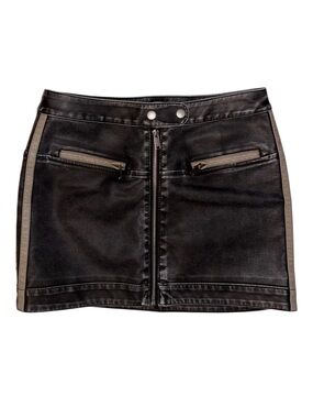 SO Faux Leather BlackbMini Skirt Zip Front Moto Style